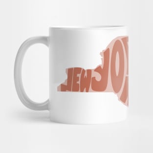 New York Map Outline Bubble Letters- red Mug